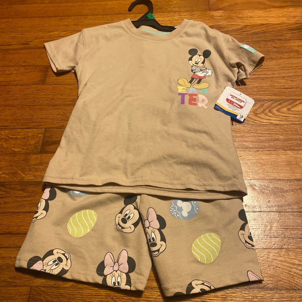 Disney Tan Matching Shorts Set Mickey Mouse